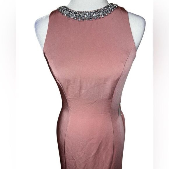 NWT IEENA for Mac Duggal Beaded Jeweled Crew Neck Sleeveless Sheath Gown… - Picture 10 of 15